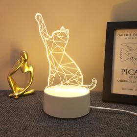 LAMPKA 3D KOTEK LED NA USB