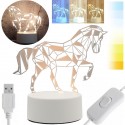 LAMPKA NOCNA LED KOŃ 3D STOJĄCA 3 TRYBY