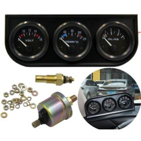 DODATKOWE ZEGARY SAMOCHODOWE WSKAŹNIK CIŚNIENIA OLEJU  TEMPERATURY SILNIKA I VOLTOMIERZ
