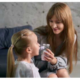 INHALATOR ULTRADŹWIĘKOWY NEBULIZATOR PRZENOŚNY DLA DZIECI I DOROSŁYCH BIAŁO-SZARY