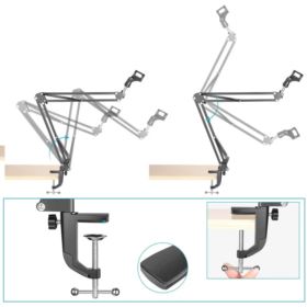 STATYW DO MIKROFONU BIURKOWY Z UCHWYTEM I ŁOŻYSKIEM DO MONTAŻU CZARNY