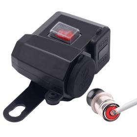 ŁADOWARKA DO MOTOCYKLA USB Z GNIAZDEM ZAPALNICZKI I VOLTOMIERZEM