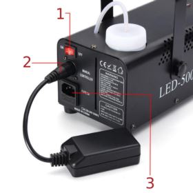 MASZYNA DO DYMU LED-500 Z 3 DIODAMI LED I PILOTEM + PŁYN 1 LITR