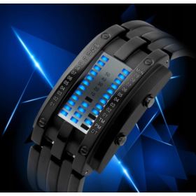 ZEGAREK BINARNY LED Z METALOWĄ BRANSOLETĄ CZARNY 18CM