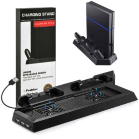 PODSTAWKA CHŁODZĄCA PS4 Z ŁADOWARKĄ DO PAD&Oacute;W DUALSHOCK I Z HUBEM USB CZARNA