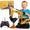 KOPARKA ZDALNIE STEROWANA ŻÓŁTA 1:24 Z RUCHOMĄ ŁYŻKĄ I GUMOWYMI GĄSIENICAMI