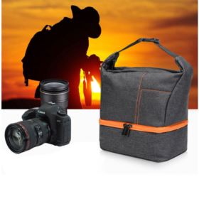 TORBA NA APARAT FOTOGRAFICZNY Z PASKIEM SZARO-POMARAŃCZOWA