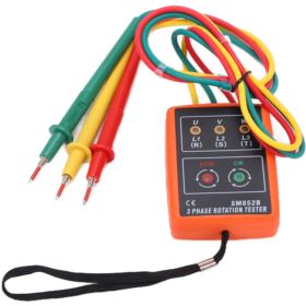 MIERNIK KOLEJNOŚCI FAZ SM852B Z 3 KLIPSAMI I POKROWCEM POMARAŃCZOWY