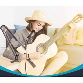 STATYW DO MIKROFONU BIURKOWY Z UCHWYTEM I ŁOŻYSKIEM DO MONTAŻU CZARNY