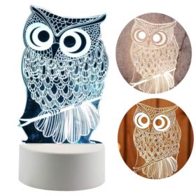 LAMPKA NOCNA SOWA LED 3D USB 3 TRYBY Z KABLEM