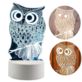 LAMPKA NOCNA SOWA LED 3D USB 3 TRYBY Z KABLEM