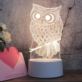 LAMPKA NOCNA SOWA LED 3D USB 3 TRYBY Z KABLEM