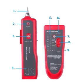 TESTER KABLI RJ-45 RJ-11 LOKALIZATOR PRZEWOD&Oacute;W Z ETUI