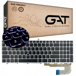 KLAWIATURA HP US CZARNA 750 755 850 855 G5 G6 ZBOOK 15U G5 15U G6 SREBRNA RAMKA Z PODŚWIETLENIE LED Z PUDEŁKIEM KGAT - Klawia...