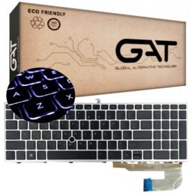 KLAWIATURA HP US CZARNA 750 755 850 855 G5 G6 ZBOOK 15U G5 15U G6 SREBRNA RAMKA Z PODŚWIETLENIE LED Z PUDEŁKIEM KGAT - Klawia...