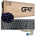 KLAWIATURA HP US CZARNA 750 755 850 855 G5 G6 ZBOOK 15U G5 15U G6 SREBRNA RAMKA Z PODŚWIETLENIE LED  Z PUDEŁKIEM KGAT