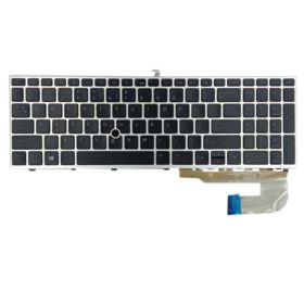 KLAWIATURA HP US CZARNA 750 755 850 855 G5 G6 ZBOOK 15U G5 15U G6 SREBRNA RAMKA Z PODŚWIETLENIE LED Z PUDEŁKIEM KGAT - Klawia...