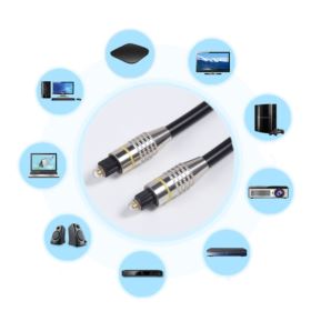 KABEL OPTYCZNY TOSLINK-TOSLINK Z METALOWYMI KOŃC&Oacute;WKAMI 200CM CZARNY