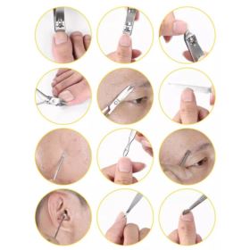 ZESTAW DO MANICURE I PEDICURE 12 ELEMENT&Oacute;W W BRĄZOWYM ETUI