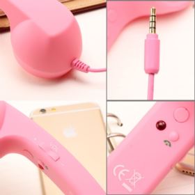 SŁUCHAWKA RETRO DO TELEFONU MINI JACK 3.5 MM R&Oacute;ŻOWY