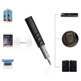 TRANSMITER BLUETOOTH AUDIO MINI JACK 3,5MM Z MIKROFONEM CZARNY