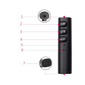 TRANSMITER BLUETOOTH AUDIO MINI JACK 3,5MM Z MIKROFONEM CZARNY