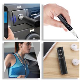 TRANSMITER BLUETOOTH AUDIO MINI JACK 3,5MM Z MIKROFONEM CZARNY