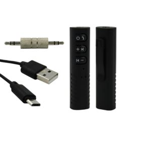 TRANSMITER BLUETOOTH AUDIO MINI JACK 3,5MM Z MIKROFONEM CZARNY