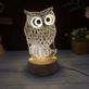 LAMPKA NOCNA SOWA LED 3D USB 3 TRYBY Z KABLEM