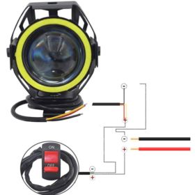 LAMPA MOTOCYKLOWA REFLEKTOR LED CREE U7 CZERWONY RING