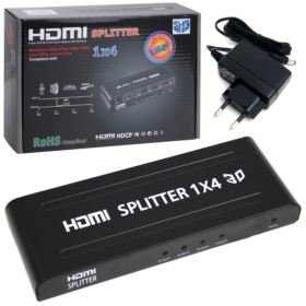 SWITCH HDMI SPLITTER 1x4 PORTY Z ZASILACZEM KONWERTER