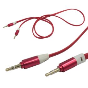 KABEL AUDIO AUX MINI JACK 3.5MM 1M CZERWONY PŁASKI NIEPLĄCZĄCY PRZEW&Oacute;D