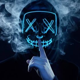 MASKA LED NA IMPREZĘ PURGE NIEBIESKIE PODŚWIETLENIE