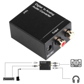 KONWERTER SYGNAŁU AUDIO TOSLINK COAXIAL NA RCA Z ZASILACZEM