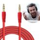 KABEL AUX MINI JACK 3.5MM AUDIO PŁASKI 100CM CZERWONY