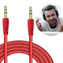 KABEL AUX MINI JACK 3.5MM AUDIO PŁASKI 100CM CZERWONY