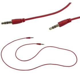 KABEL AUX MINI JACK 3.5MM AUDIO PŁASKI 100CM CZERWONY