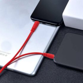 KABEL AUX MINI JACK 3.5MM AUDIO PŁASKI 100CM CZERWONY