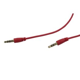 KABEL AUX MINI JACK 3.5MM AUDIO PŁASKI 100CM CZERWONY