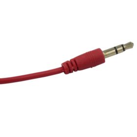 KABEL AUX MINI JACK 3.5MM AUDIO PŁASKI 100CM CZERWONY