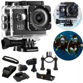KAMERA SPORTOWA WODOSZCZELNA FULL HD 1080P Z AKCESORIAMI CZARNA