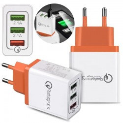 ŁADOWARKA SIECIOWA 3XUSB QUICKCHARGE 3.0 BIAŁA