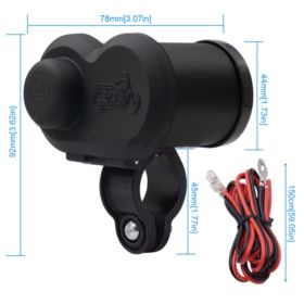 ŁADOWARKA DO MOTOCYKLA 2x USB Z GNIAZDEM ZAPALNICZKI I WYŚWIETLACZEM CZARNA