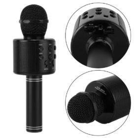 MIKROFON Z GŁOŚNIKIEM DO KARAOKE WS-858 CZARNY BEZPRZEWODOWY