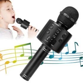 MIKROFON Z GŁOŚNIKIEM DO KARAOKE WS-858 CZARNY BEZPRZEWODOWY