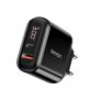 ŁADOWARKA SIECIOWA USAMS US-CC085 Z WYŚWIETLACZEM USB I USB-C CZARNA