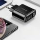 ŁADOWARKA SIECIOWA USAMS US-CC085 Z WYŚWIETLACZEM USB I USB-C CZARNA