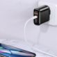 ŁADOWARKA SIECIOWA USAMS US-CC085 Z WYŚWIETLACZEM USB I USB-C CZARNA