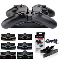 ŁADOWARKA DO PS4 DUALSHOCK 4 PODWÓJNA STACJA DOKUJĄCA PODSTAWKA UFO Z PODŚWIETLENIEM LED