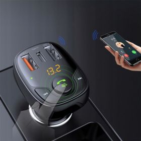 TRANSMITER FM ROCK B301 Z ZESTAWEM GŁOŚNOM&Oacute;WIĄCYM USB-C MICRO SD 2xUSB